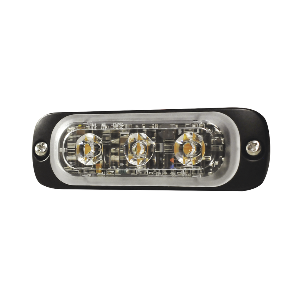 [SP3A] Luz Auxiliar de 3 LED, Ambar, SAE, 12-24 Vcd, Lente transparente