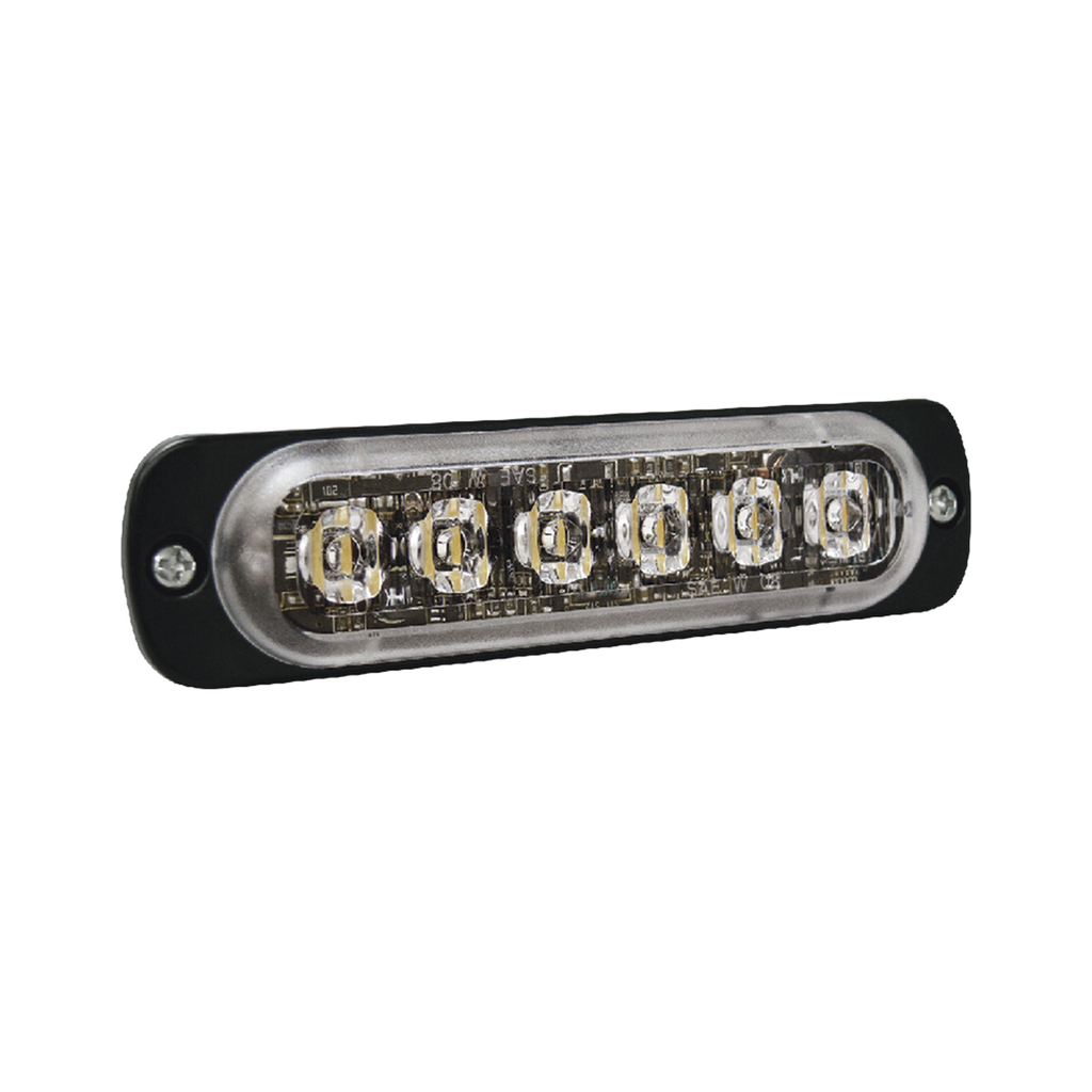 [SP6A] Luz Auxiliar de 6 LED, Ambar, Bisel Negro, Lente Transparente