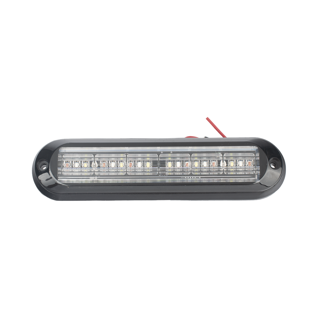 [XLT1835RWB] Luz Auxiliar, Ultra Brillante, IP67, 18 LEDs, Tricolor, Color Rojo/Claro/Azul, con mica transparente y bisel negro
