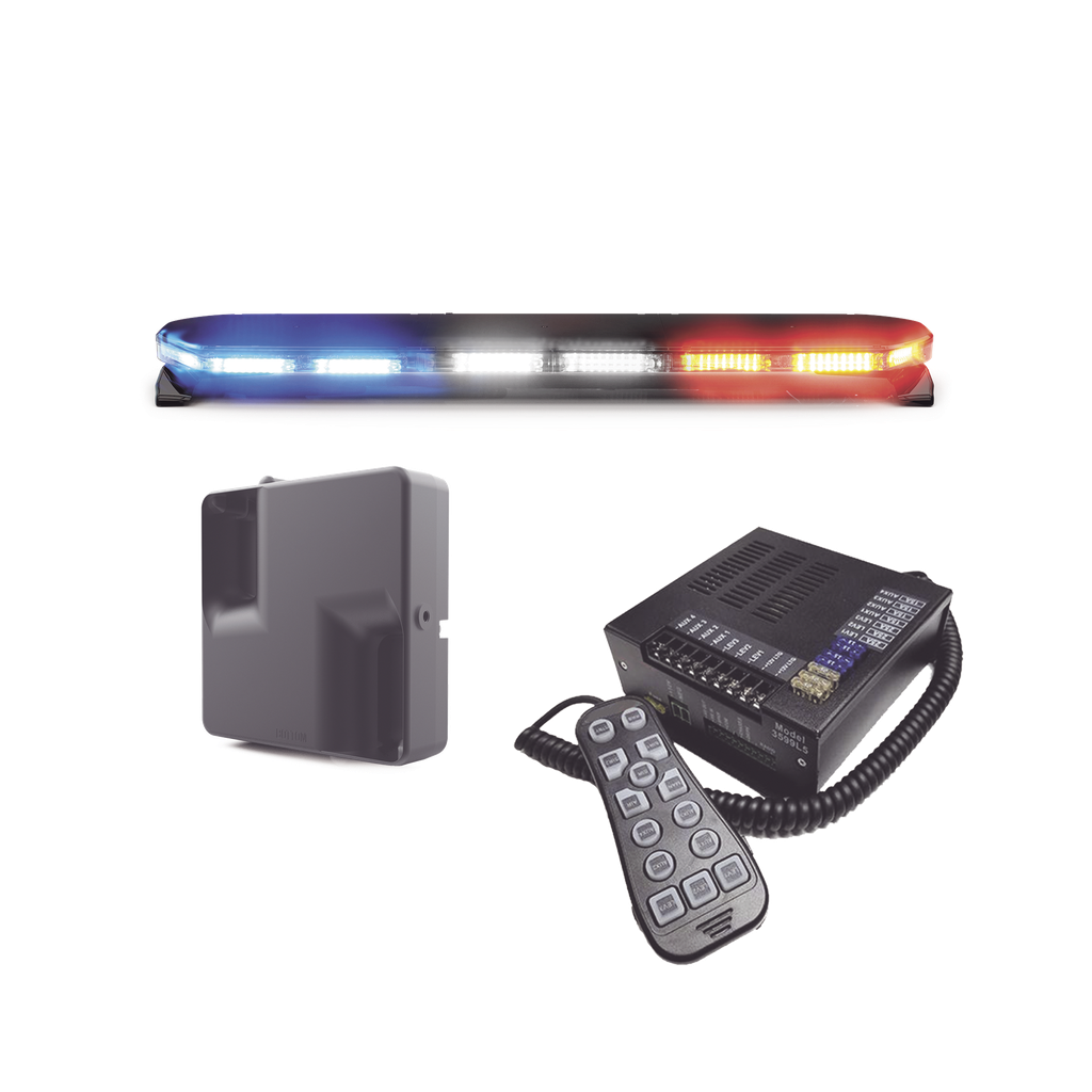 [16TR47KIT300C] Kit de Sirena, Bocina y Torreta de 47, Serie 16 con 300 LEDs, Dual Color, Frente: Rojo/Blanco, Azul/Blanco, Trasero: Rojo/Ámbar, Azul/Ámbar
