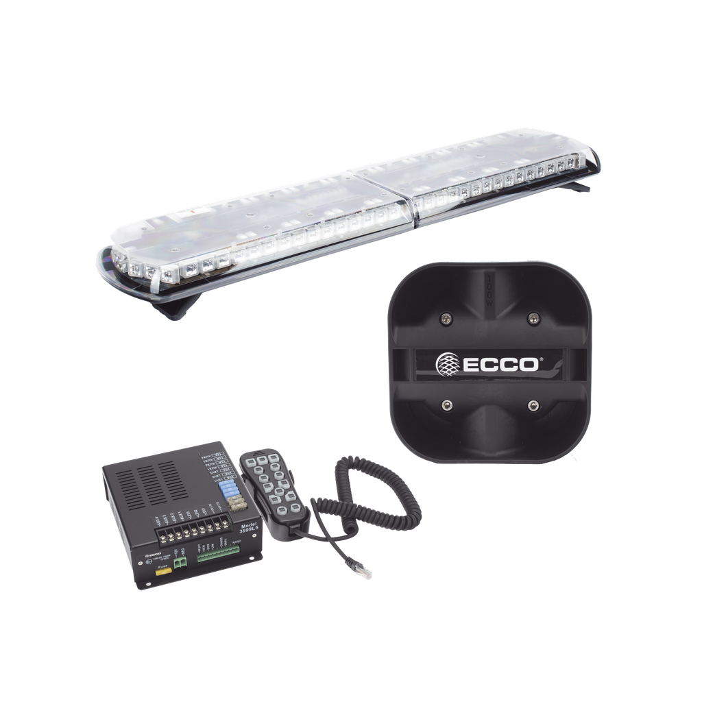 Kit de Sirena Vehicular H2 Covert, Bocina de uso rudo y Torreta 48 Serie 12 con 130 LED, dual color rojo/azul/claro/ambar, ideal para equipar unidades de policia