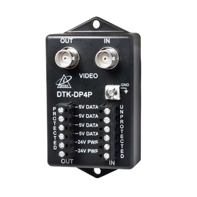 [DTK-DP4P] Protector para alimentación, datos y video para cámara PTZ de 12 Vcc-24 Vca, conector BNC y terminal