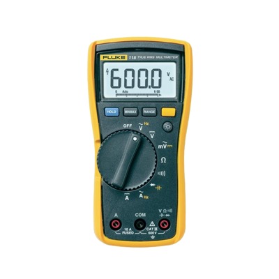 [FLUKE-115] Multímetro Digital para Electricista, Para Pruebas de Capacitancia y Diodos, Uso con Voltaje Máximo de 600 V, Pantalla LED Retroiluminada