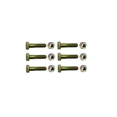 Paquete de 6 Tornillos Grado 5 con Tuercas Tropicalizadas de 3/8 x 2.