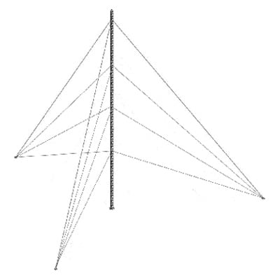 [KTZ-30E-012] Kit de Torre Arriostrada de Piso de 12 m Altura con Tramo STZ30 Galvanizado Electrolítico (No incluye retenida).