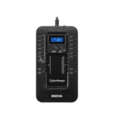 [EC650LCD] UPS de 650 VA/390 W, Topología Standby con Modo Ahorrador ECO, Entrada 120 Vca NEMA 5-15P, Con 8 Tomas NEMA 5-15R