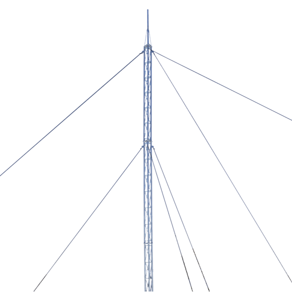[KTZ-30E-012P] Kit de Torre Arriostrada de Techo de 12 m con Tramo STZ30 Galvanizado Electrolítico (No incluye retenida).