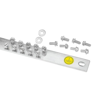 [RGRB19U] Barra de Conexión a Tierra, Para Rack de 19, Con 20 Orificios Para Conexión Rápida de Equipos, Incluye 20 Tornillos # 12-24 x 1/2 Instalados