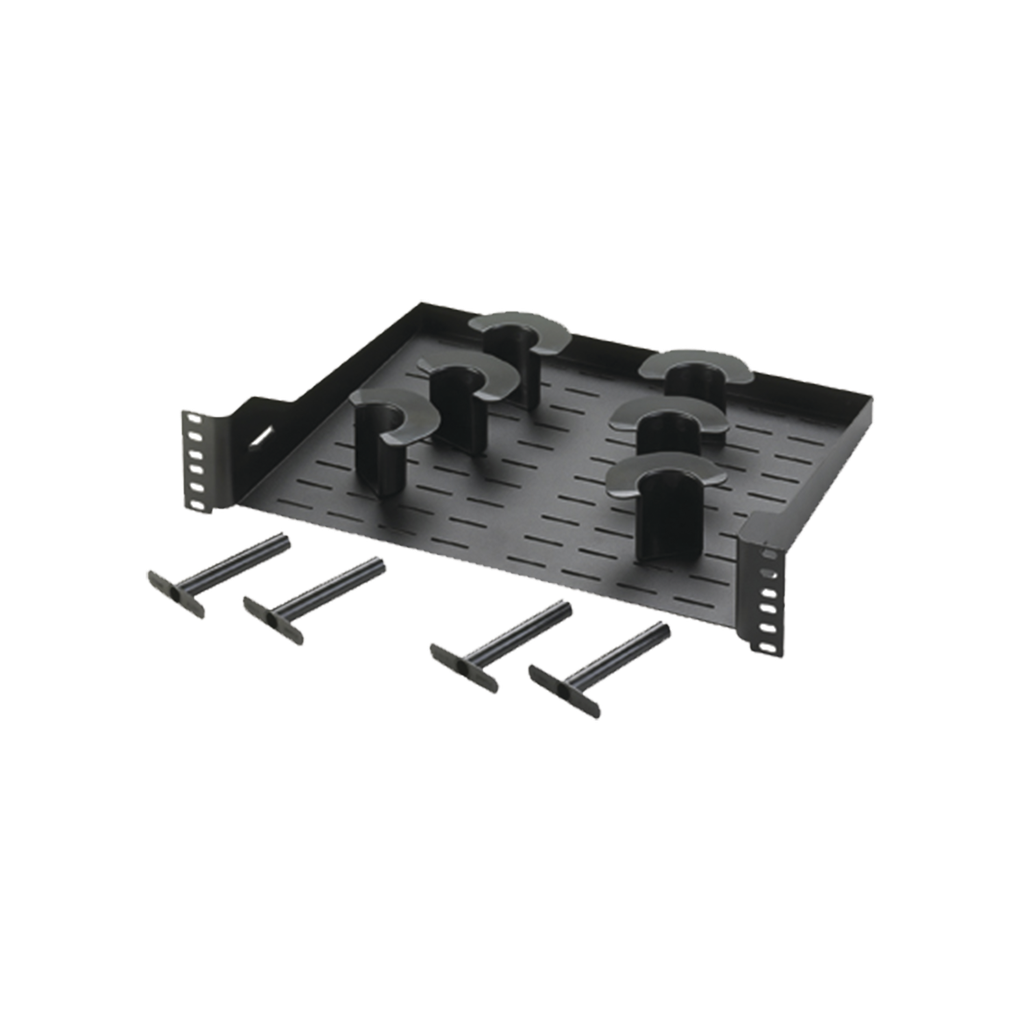 Charola Ventilada Para Administración de Cable en Racks o Gabinetes, con 6 Postes para Control de Holgura, de 19in, 2 UR, Color Negro