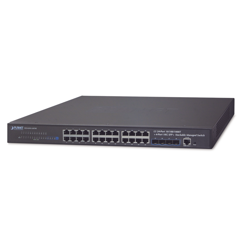 Switch Administrable Capa 3, 24-Puertos 10/100/1000T + 4-Puertos 10G SFP+, Apilable
