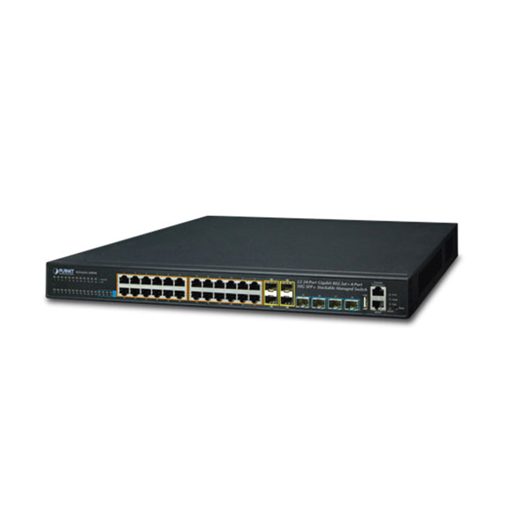 [SGS-6341-24P4X] Switch Administrable Stacking Capa 3, 24 Puertos PoE 802.3af/at 10/100/1000T, Hasta 370 W,  4 Puertos 10G SFP+