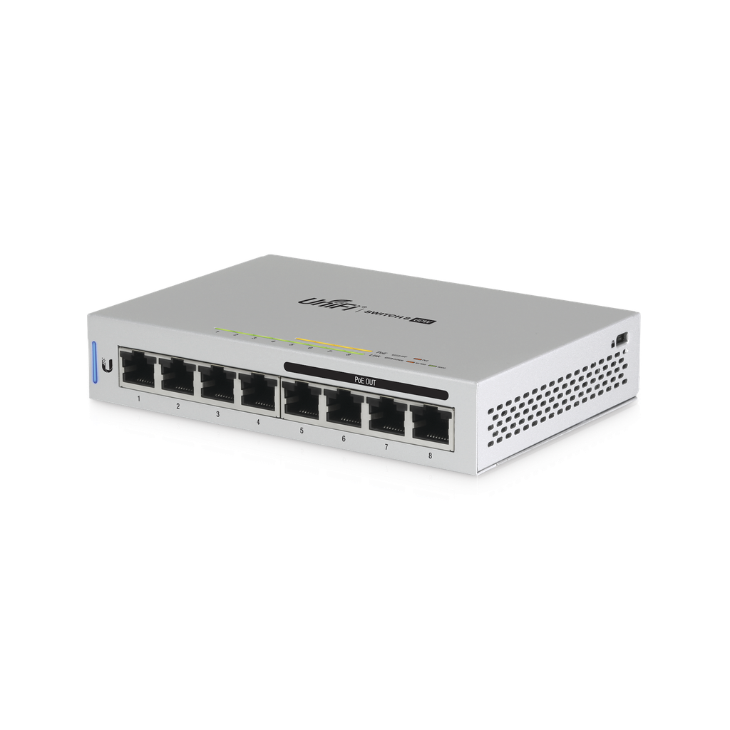 [US-8-60W] Switch UniFi Administrable capa 2 de 8 puertos Gigabit (4 Puertos Gigabit PoE 802.3af y 4 puertos Gigabit ethernet) 60W