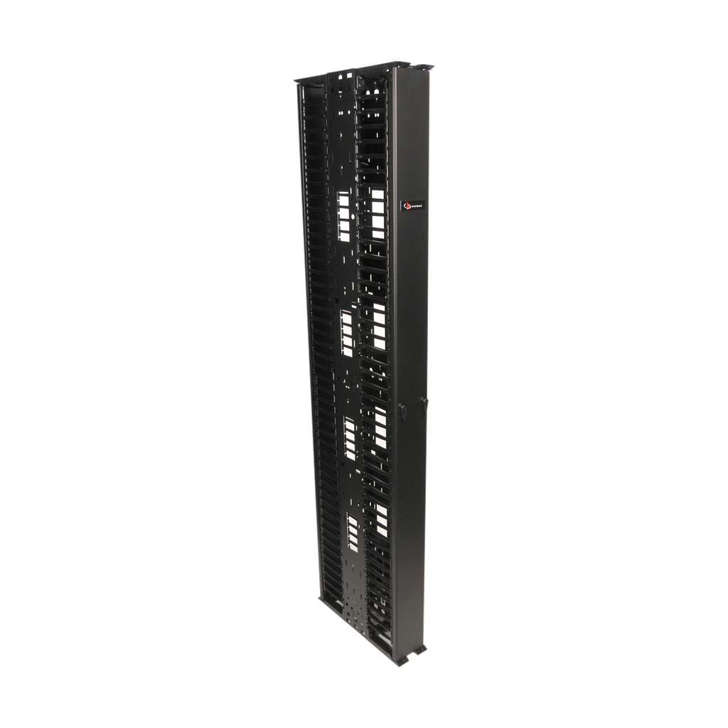 [VCM-6D] Organizador RouteIT Vertical Doble de 45UR,  Fabricado en Acero Laminado en Frío 16AWG, 6in (152mm) de Ancho