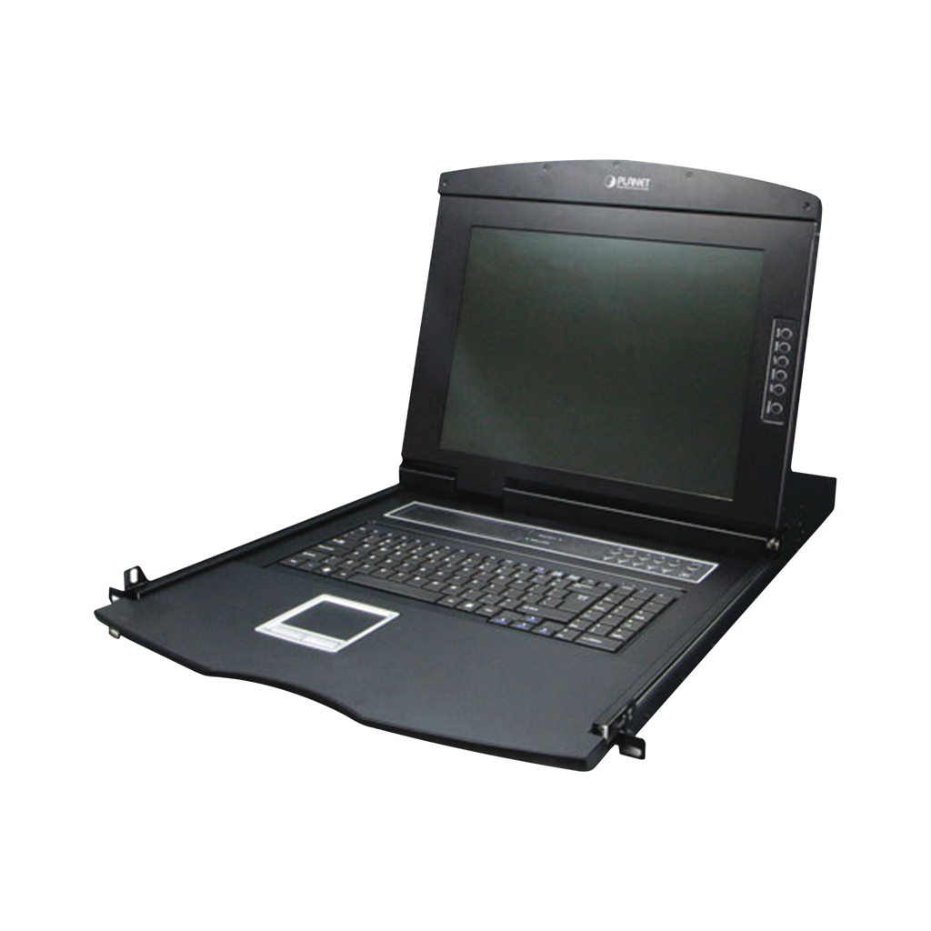 Switch KVM con Monitor de 17con Teclado y Trackpad para Rack de 1U de Cuatro Postes, 8 Puertos VGA Para Acceder y Controlar Hasta 8 Computadoras Desde una Sola Consola