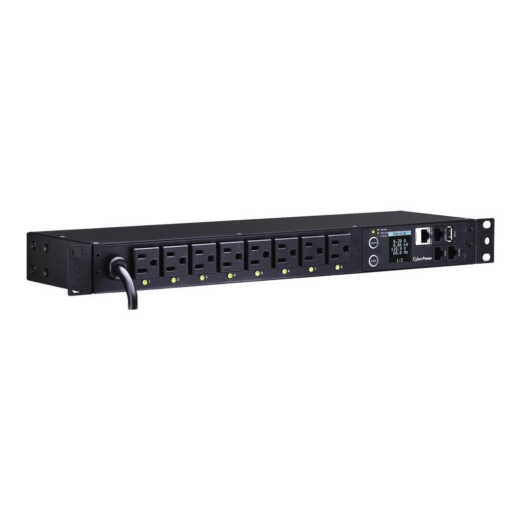 [PDU41001] PDU Switchable por Toma, Para Distribución de Energía, Entrada 120 Vca NEMA 5-15P, Con 8 Salidas NEMA 5-15R, Horizontal 19in, 1UR