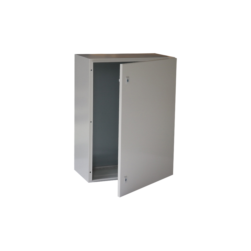 Gabinete de Acero IP66 Uso en Intemperie (600 x 800 x 300 mm) con Placa Trasera Interior Metálica y Compuerta Inferior Atornillable (Incluye Chapa y Llave T).
