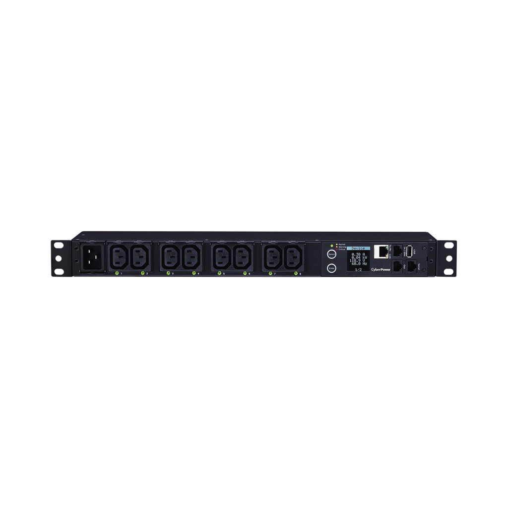 [PDU81006] PDU Switchable y Monitoreable por Toma, para Distribución de Energía, Entrada 200-240 Vca NEMA L6-20P, Con 8 Salidas C13, Horizontal 19in, 2UR