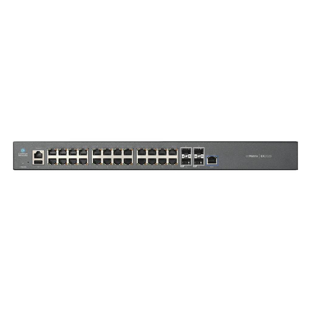 Switch cnMatrix EX2028 capa 3 de 28 puertos (24 Ethernet Gigabit, 4 SFP+) administración desde la Nube (MX-EX2028XXA-U)