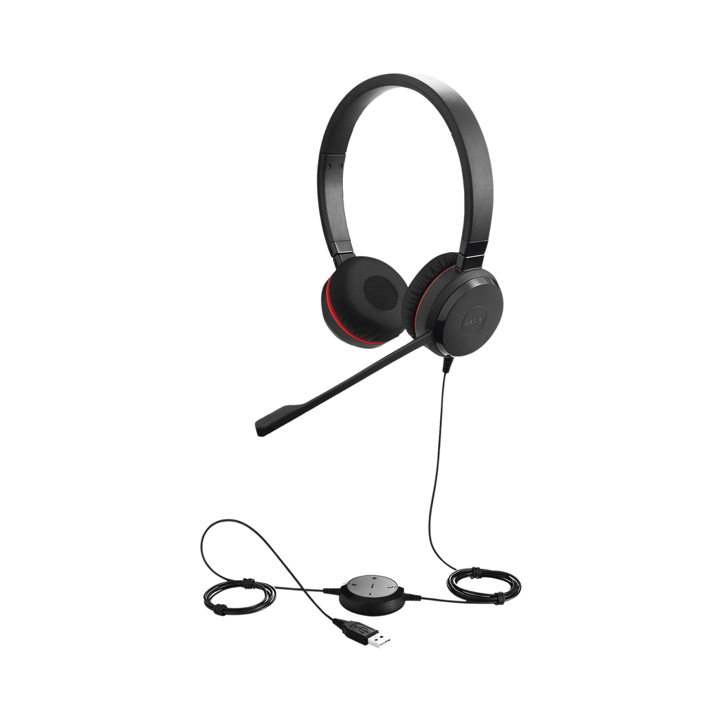 [EVOLVE-30-DUO-UC] Jabra Evolve 30 Duo con conexión USB / 3.5mm, micrófono con cancelación de ruido y controlador en el cable con botones e indicadores LED (5399-829-309)