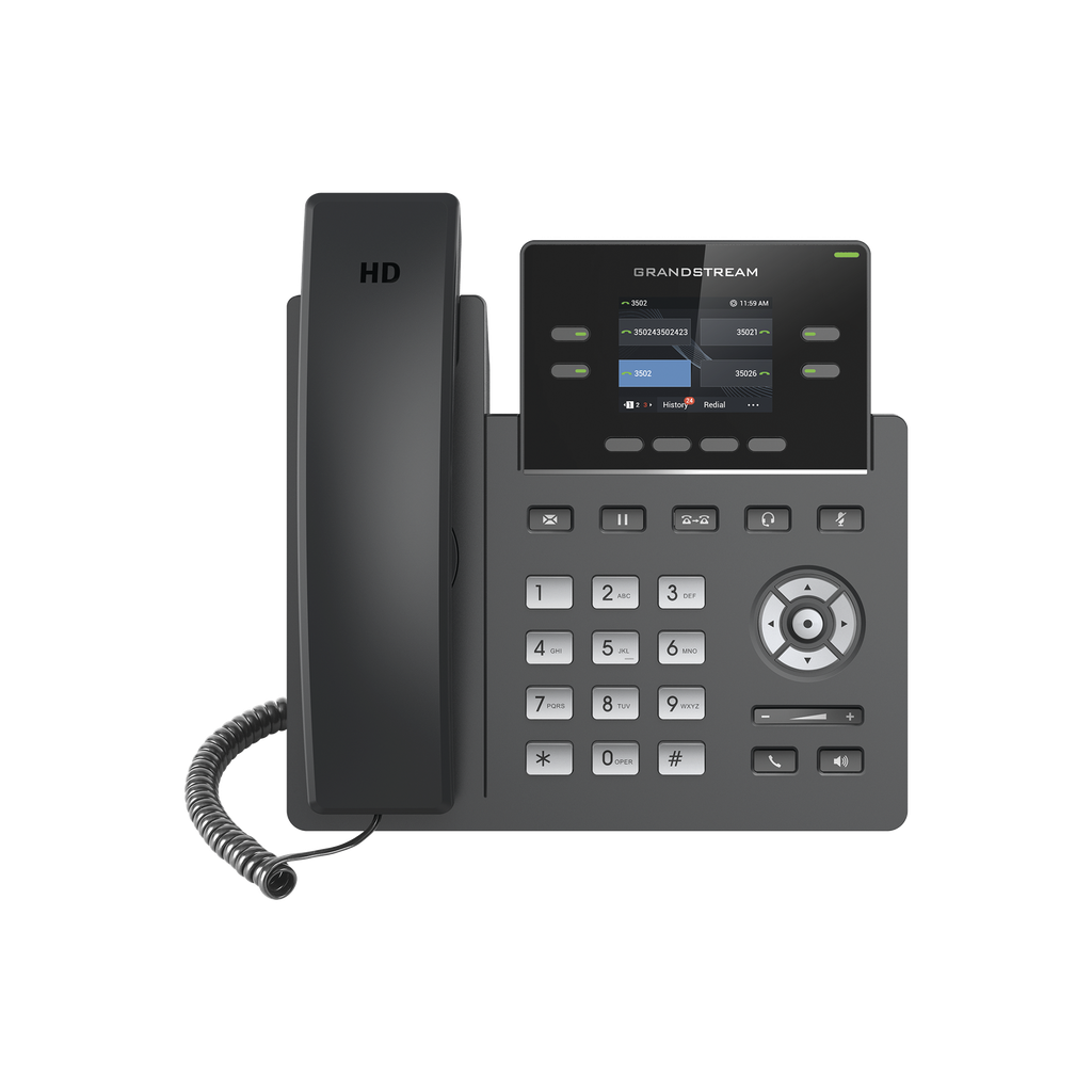 [GRP-2612] Teléfono IP Grado Operador, 4 líneas SIP con 2 cuentas, pantalla a color 2.4, codec Opus, IPV4/IPV6 con gestión en la nube GDMS