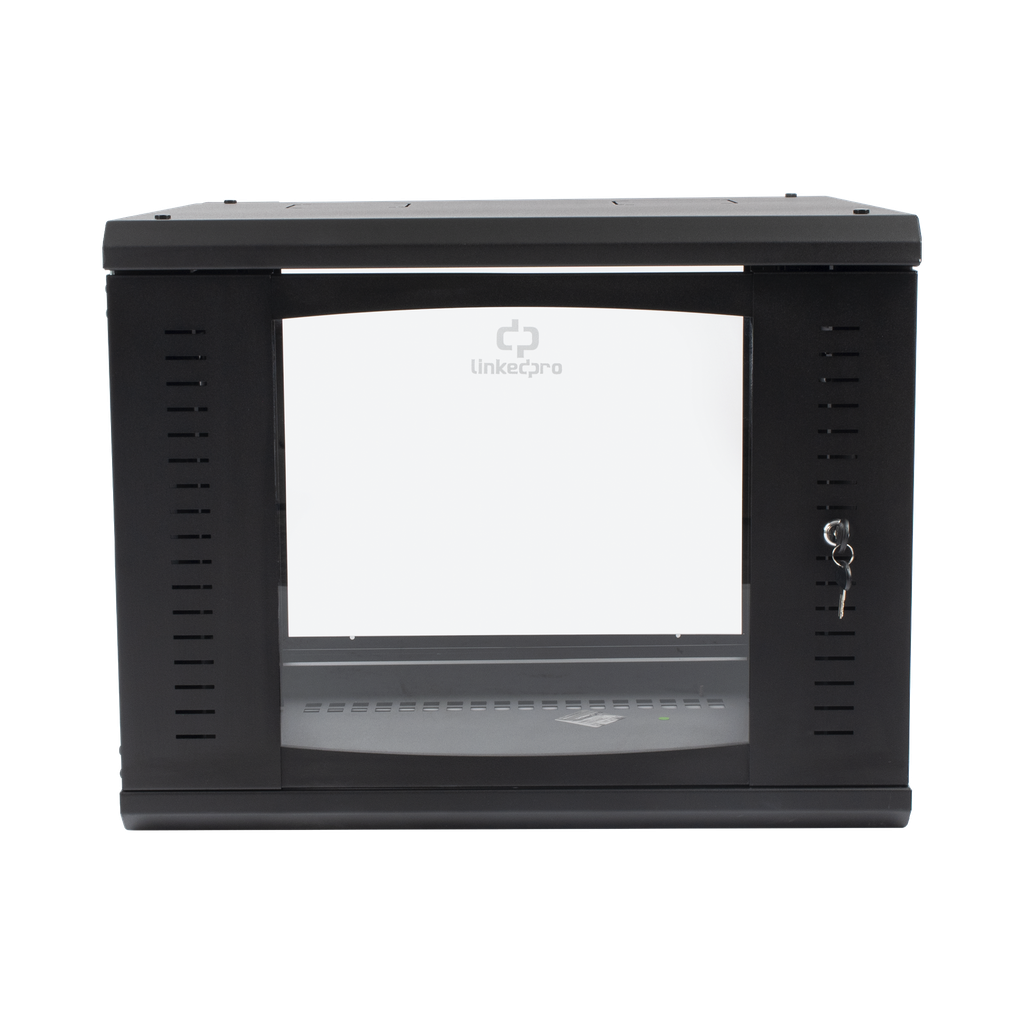 Gabinete Abatible de Pared (Con Marco Trasero) con Rack 19 de 9 Unidades. Ventana de Cristal Templado.