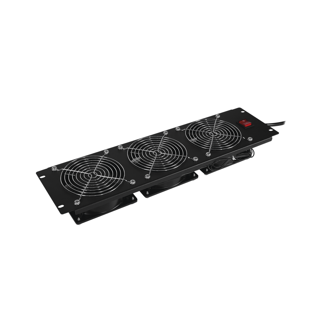 [CRA12003] Kit de 3 Ventiladores para Montaje en Rack de 19 in, Alimentación 220 Vca con Plug IEC C14, 3 UR, Color Negro