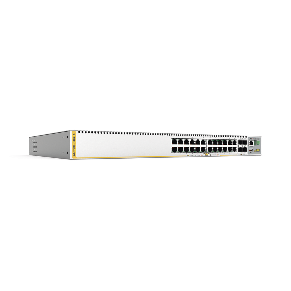 [AT-X530L-28GTX-10] Switch inteligente de distribución o core, Stackeable, Capa 3, 24 x 1000 Mbps + 4 x SFP+ 10 G, Doble fuente de alimentación redundante