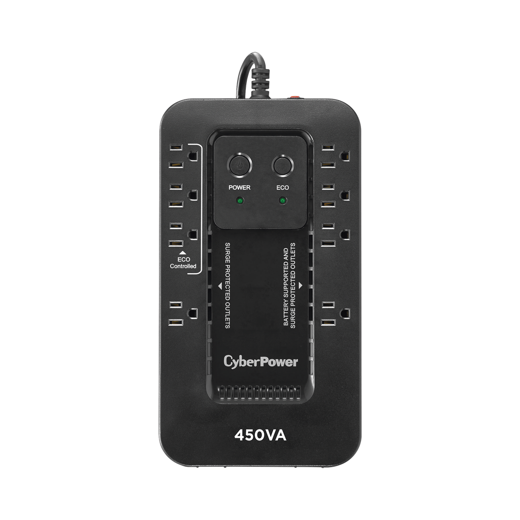 [EC450G] UPS de 450 VA/260 W, Topología Standby con Modo Ahorrador ECO, Entrada 120 Vca NEMA 5-15P, Con 8 Tomas NEMA 5-15R