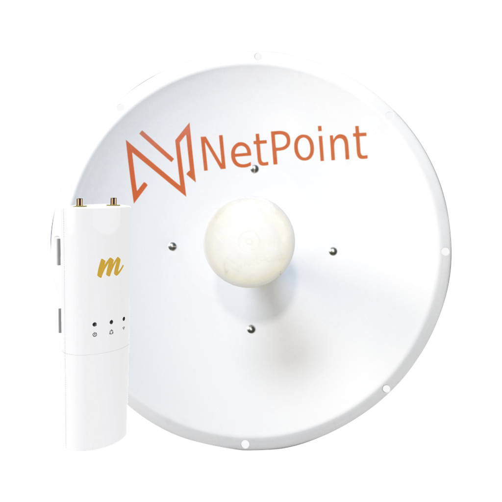 [C5CNP2KIT] Kit de radio C5C con Antena NP2 de 34 dBi, Frecuencia (4.9-6.2 GHz), ideal para distancia de hasta 50 km, jumpers, PoE y cable de alimentación Incluidos