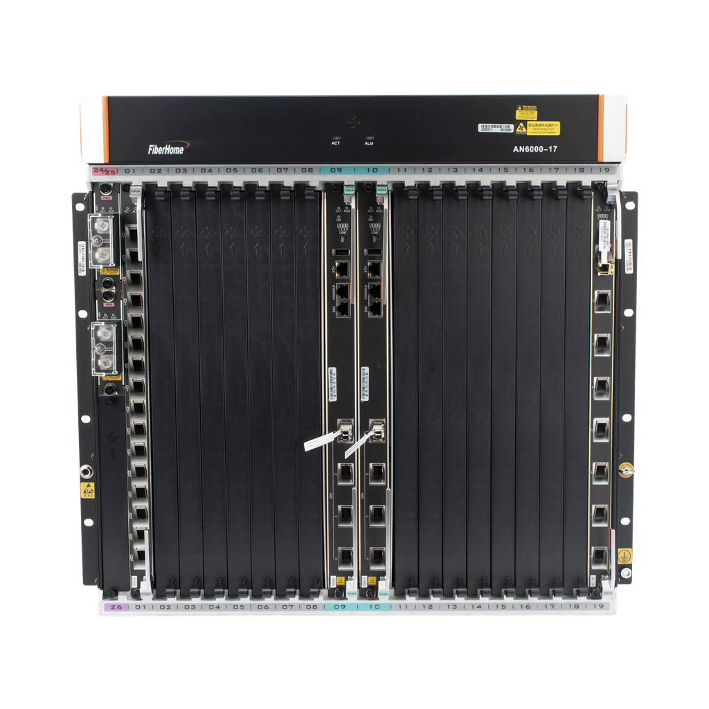 [AN6000-17] OLT Carrier Class Modular GPON, 16 Ranuras de Servicio, Incluye 1 Tarjeta de Servicio, crecimiento hasta 256 puertos GPON o 128 XGPON, Gestión por UNM2000, CLI, (Incluye Instalación de Software UNM2000)