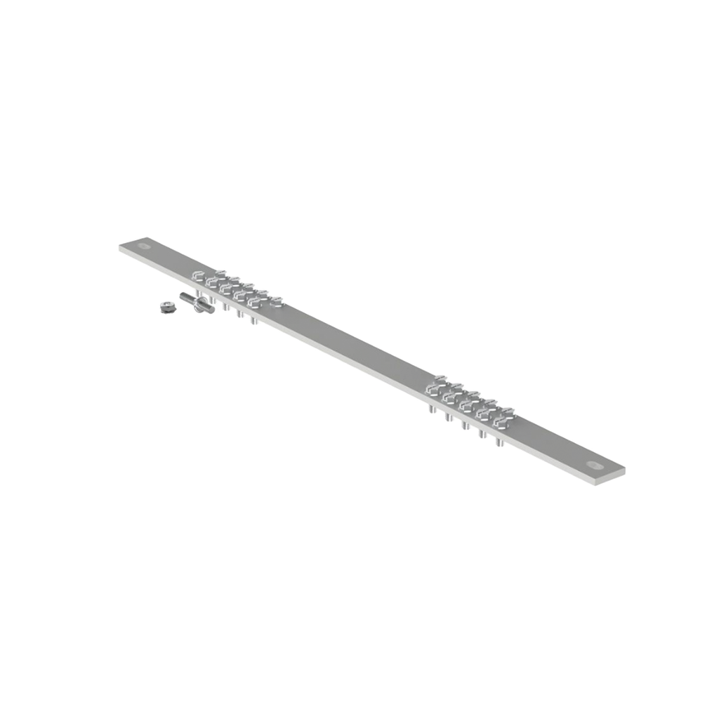 Barra de Conexión a Tierra, Para Rack de 19, Con 20 Orificios Para Conexión Rápida de Equipos, Incluye 20 Tornillos # 12-24 x 1/2 Instalados