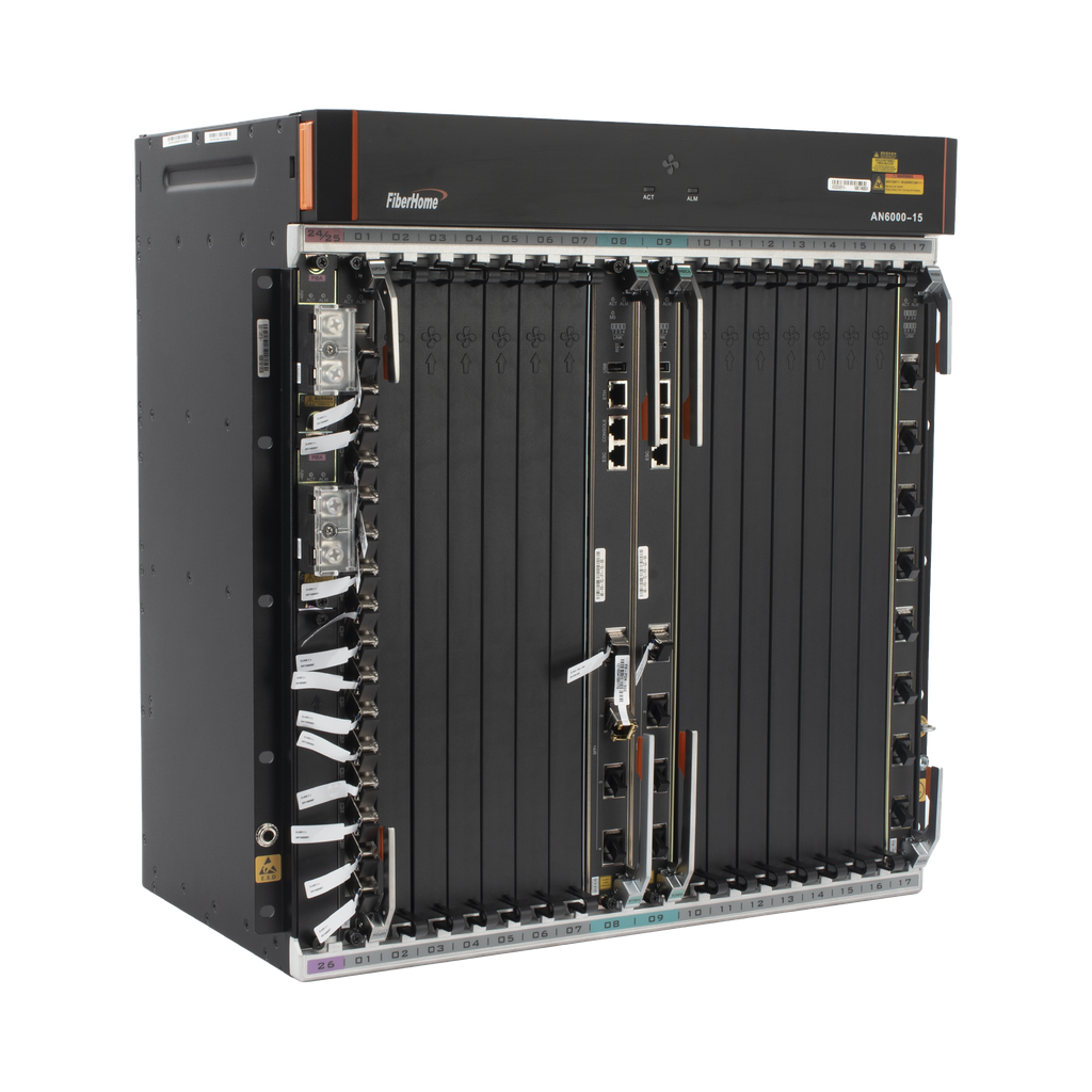 [AN6000-15] OLT Carrier Class Modular GPON, 14 Ranuras de Servicio, Incluye 1 Tarjeta de Servicio, Doble fuente -48Vcc, 11 UR, Gestión por UNM2000, CLI, Incluye Instalación de software UNM2000, (Interoperabilidad con ONU´s de Terceros sin Costo)