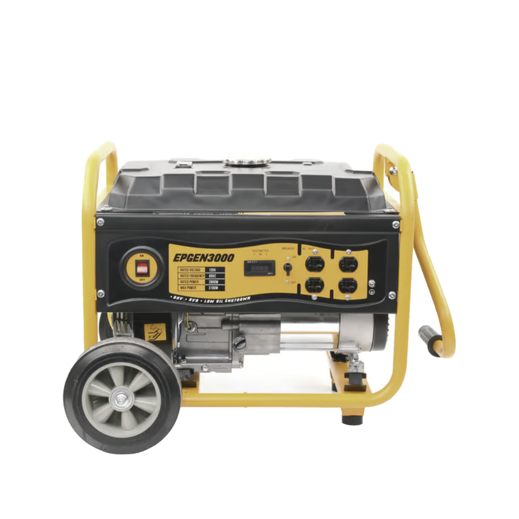 [EPGEN3000] Generador a Gasolina / Planta de Emergencia 3kW (7HP), 110Vca, Encendido de Jalón, Jaula con Ruedas para Fácil Traslado