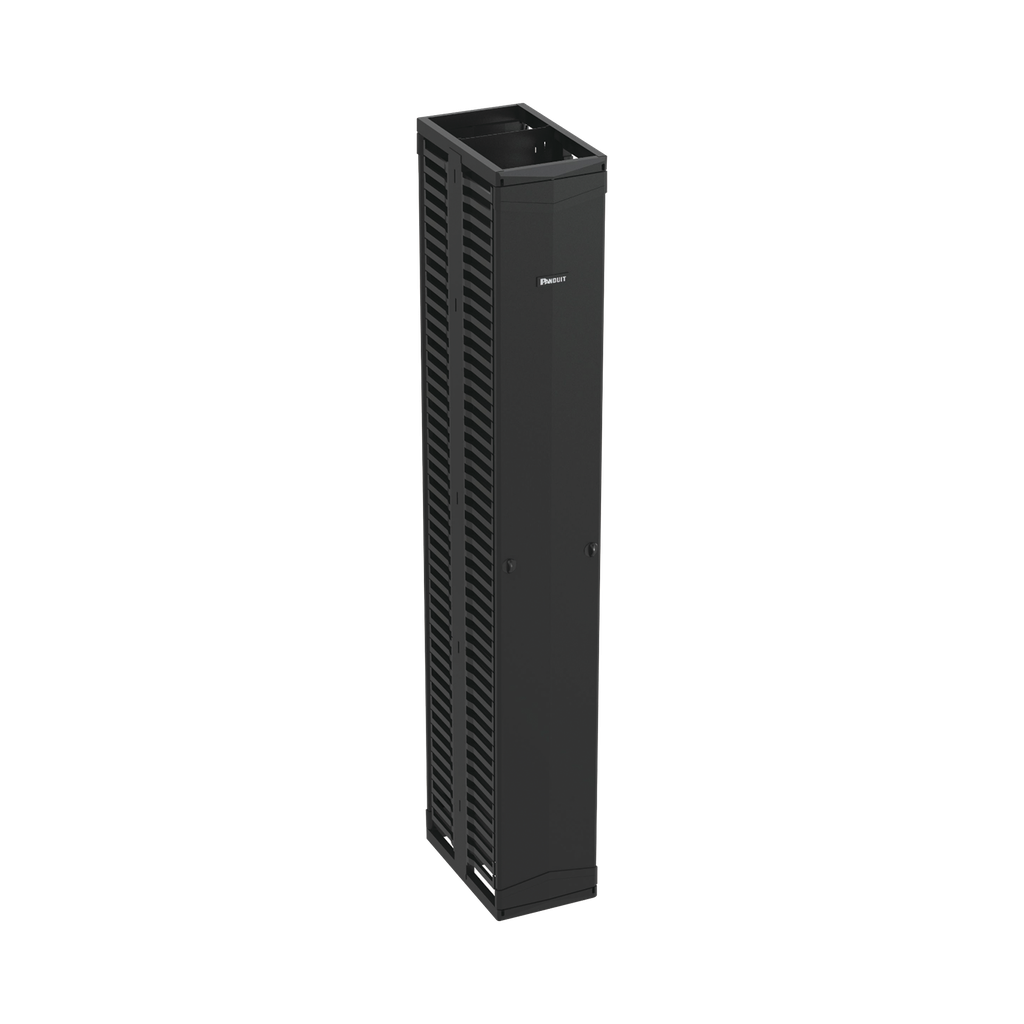 Organizador Vertical PatchRunner?, Doble (Frontal y Posterior), Para Rack Abierto de 45 Unidades, 12in de Ancho, Color Negro