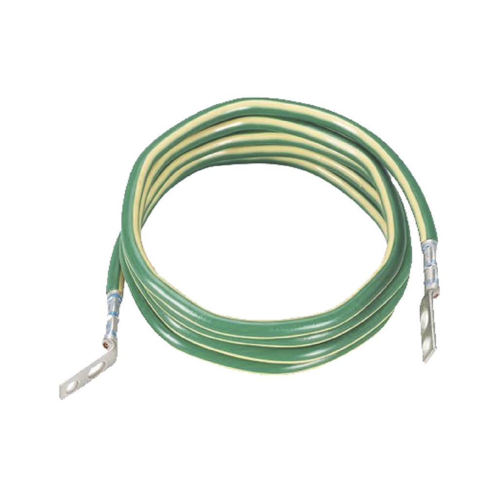 Jumper para Aterrizar Equipos, 6 AWG, con Terminal Doblada a 45 Grados, Para Conexión a Tierra y Terminal Recta Para Equipos, 1.8m de Largo