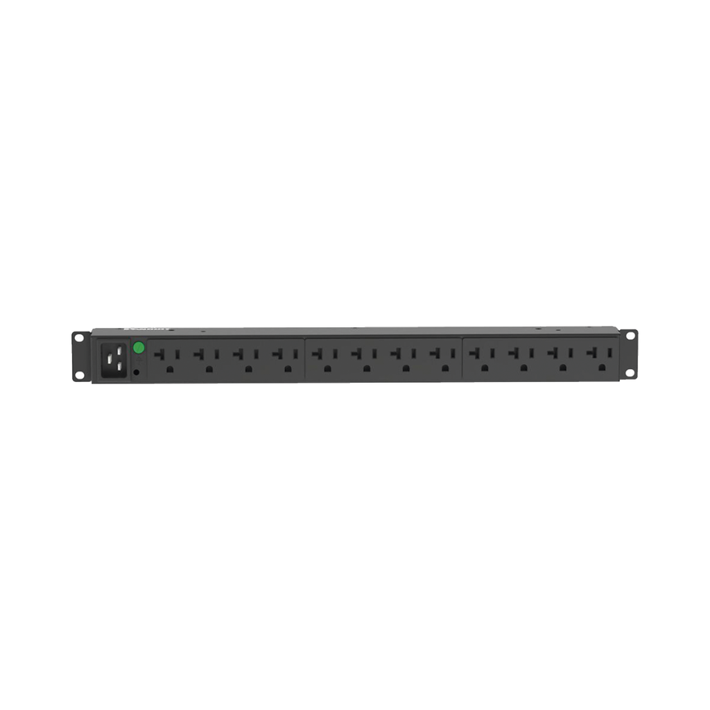 [P12B30M] PDU Básico para Distribución de Energía, Enchufe de Entrada NEMA L5-20P, Con 12 Contactos NEMA 5-20R, Instalación Horizontal de 19in, 1UR, 20 Amp, 120 Vca