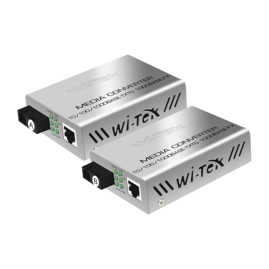 [WIMC101G] Convertidor de medios / Hasta 25 Km / 1 puerto SC/UPC 1000Mbps / 1 puerto RJ45 1000Mbps / WL: Tx 1310nm - Rx 1550nm / incluye 2 piezas A y B