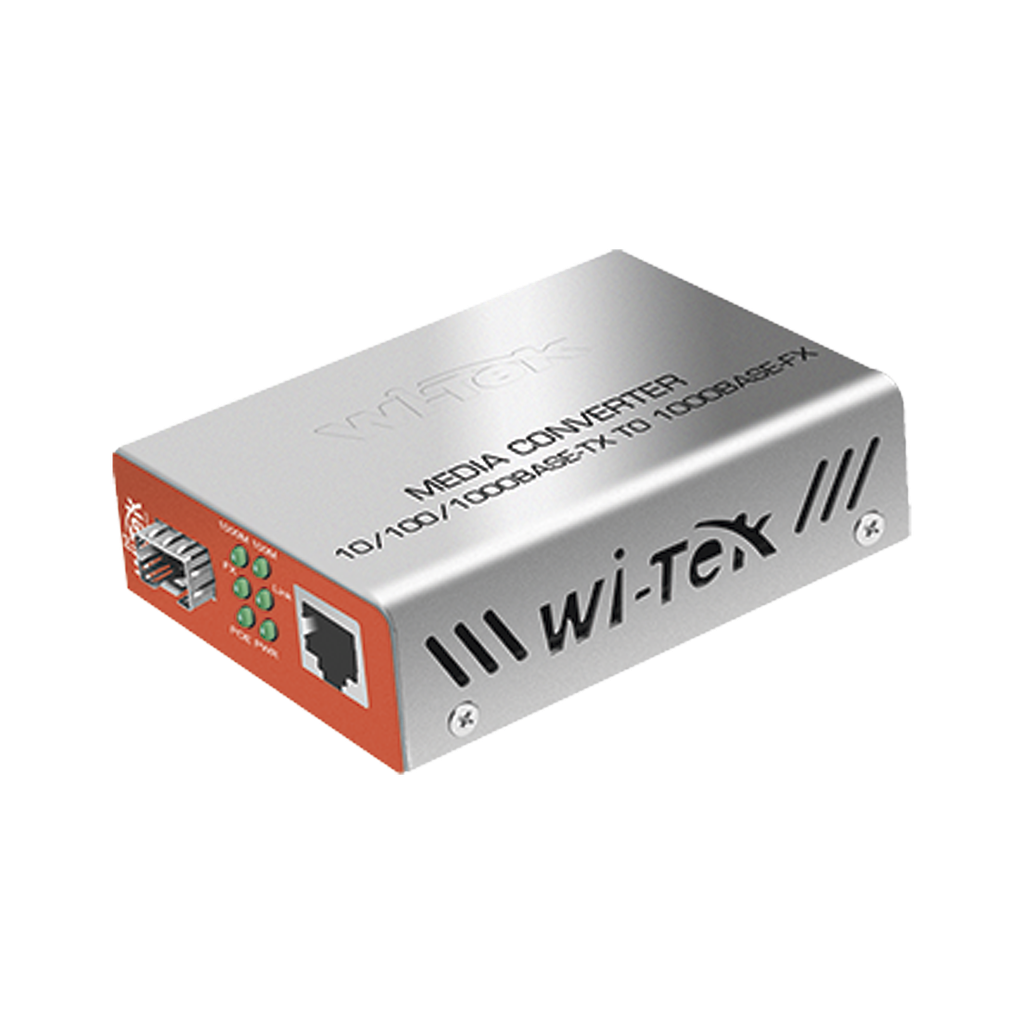 [WI-MC-111GP] Convertidos de medios / 1 puerto RJ45 100/1000 Mbps PoE Out 802.3af/at / 1 SFP 1000Mbps / hasta 25 Km