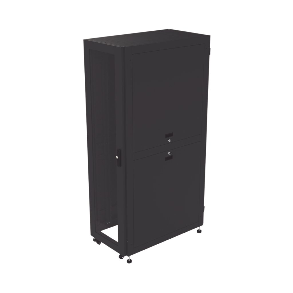 Gabinete para Telecomunicaciones Rack Estándar de 19, 42UR, 600 mm Ancho x 1000 mm Profundidad. Fabricado en Acero, Se envía el Gabinete Armado.