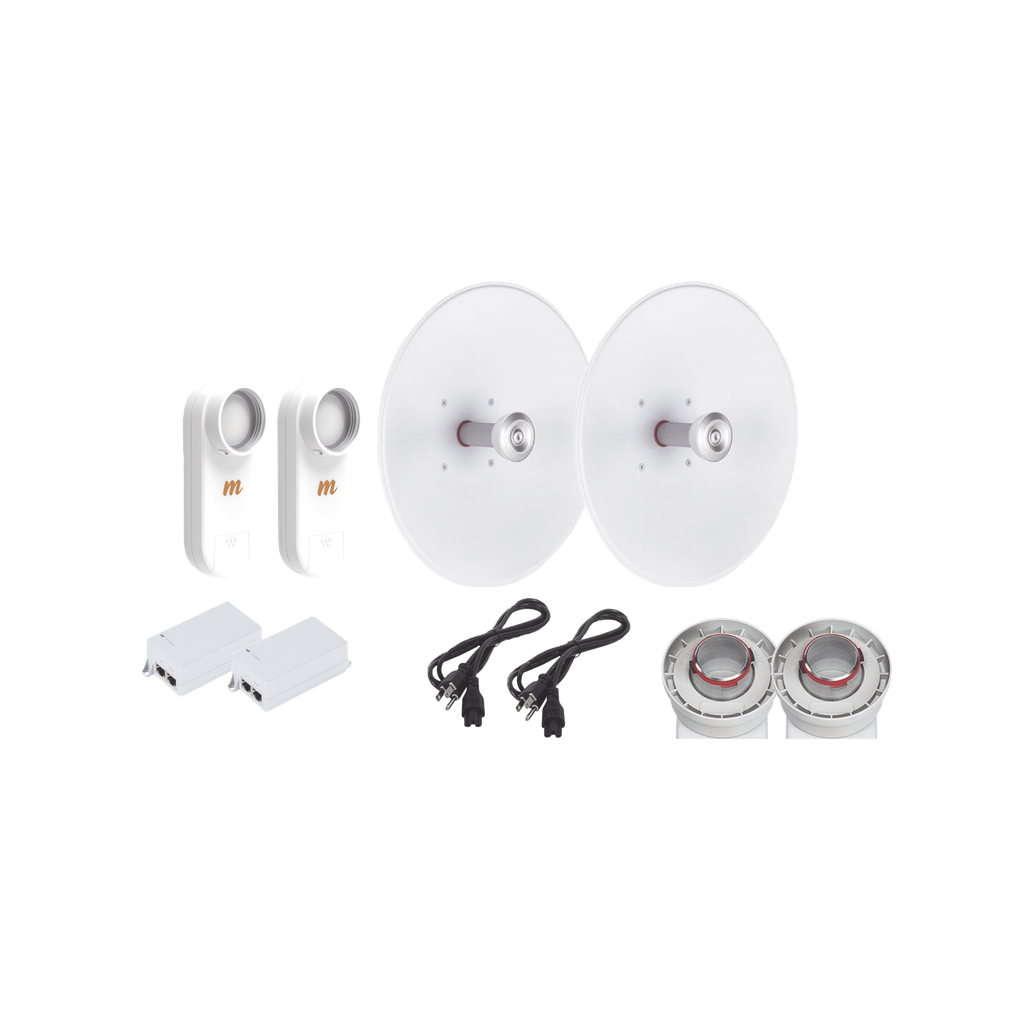 [C5XTP27] Enlace completo de 2 radios C5X con antenas UD-TP-27 (27 dBi), rango de frecuencia extendida (5.1 a 6.4 GHz),  incluye inyector POE y cable de alimentación y adaptador para la antena