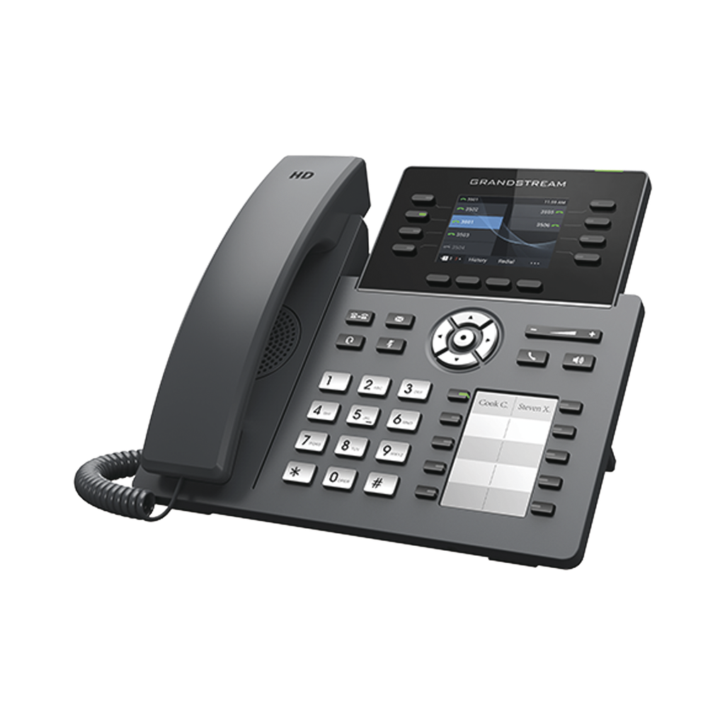 [GRP2634] Teléfono IP Wi-Fi, Grado Operador, 8 líneas SIP con 4 cuentas, pantalla a color 2.8, puertos Gigabit, Bluetooth, PoE, codec Opus, IPV4/IPV6 con gestión en la nube GDMS
