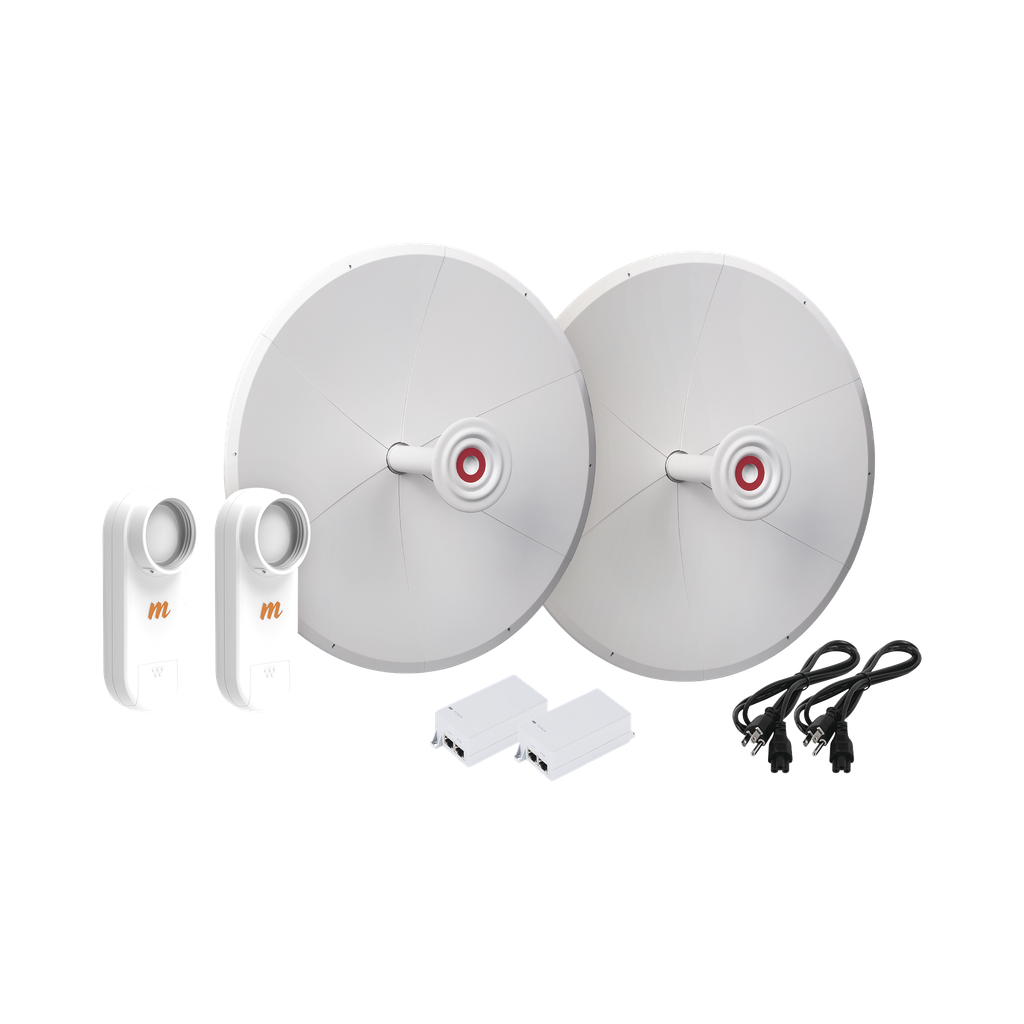 [C5X-TXPD30-KIT] Kit de 2 radios C5X con antenas TXPD30C5X (30 dBi), rango de frecuencia extendida (4.9 a 6.4 GHz), incluye inyector POE y cable de alimentación