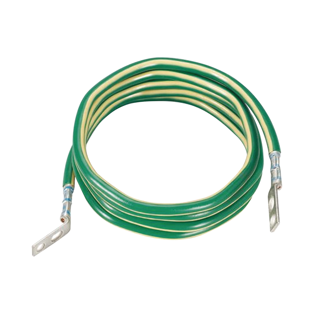 Jumper para Aterrizar Equipos, 6 AWG, con Terminal Doblada a 45 Grados y Terminal Recta, Para Conexión a Tierra y Terminal Recta Para Equipos, 1.8m de Largo