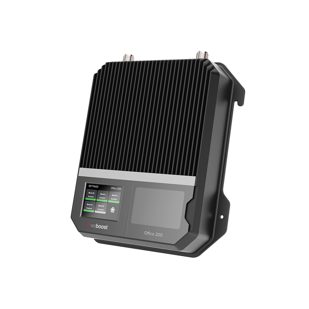 Amplificador Office 200 para 4G, 3G, 2G y llamada VoLTE y convencional. Especial para personalizarlo con antenas, cables y accesorios de acuerdo al requerimiento de la instalación. Puede cubrir áreas de hasta 4300 Metros Cuadrados