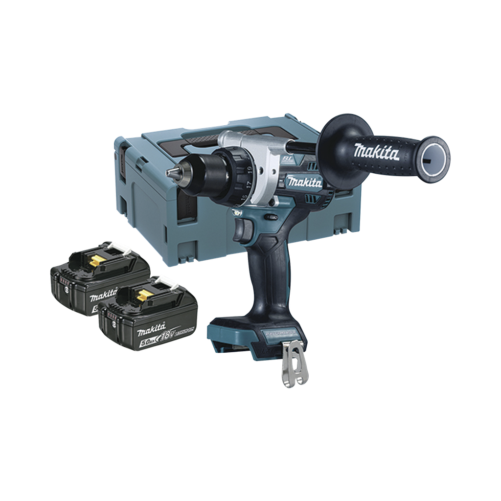 [DDF-486-RTJ] Taladro Atornillador BL 18 V 5 Ah LXT 130 Nm 2 Velocidades (0-550 0-2100 rpm). Incluye 2 Baterías de 18 V, Cargador rápido, 2 Puntas doble y Maletín Makpac.