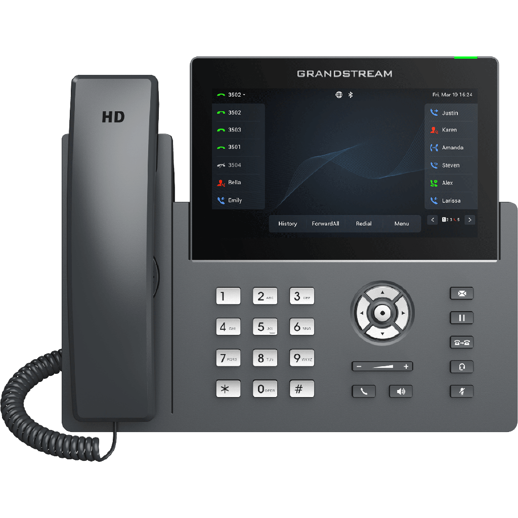 [GRP2670] Teléfono IP Wi-Fi, Grado Operador, 12 líneas SIP con 6 cuentas, pantalla táctil  7, puertos Gigabit, Bluetooth, PoE, codec Opus, IPV4/IPV6 con gestión en la nube GDMS