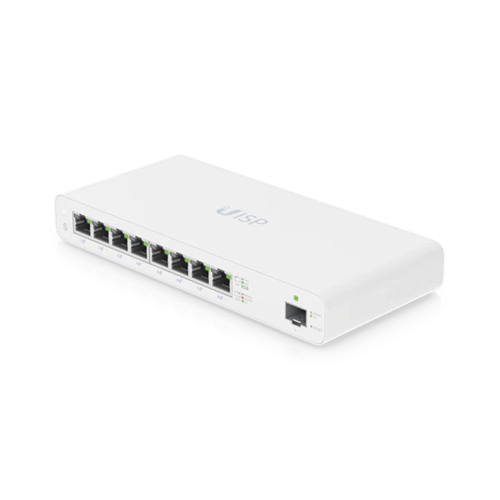 UISP Switch Gigabit PoE Pasivo de Capa 2 con 8 Puertos para Implementaciones MicroPoP