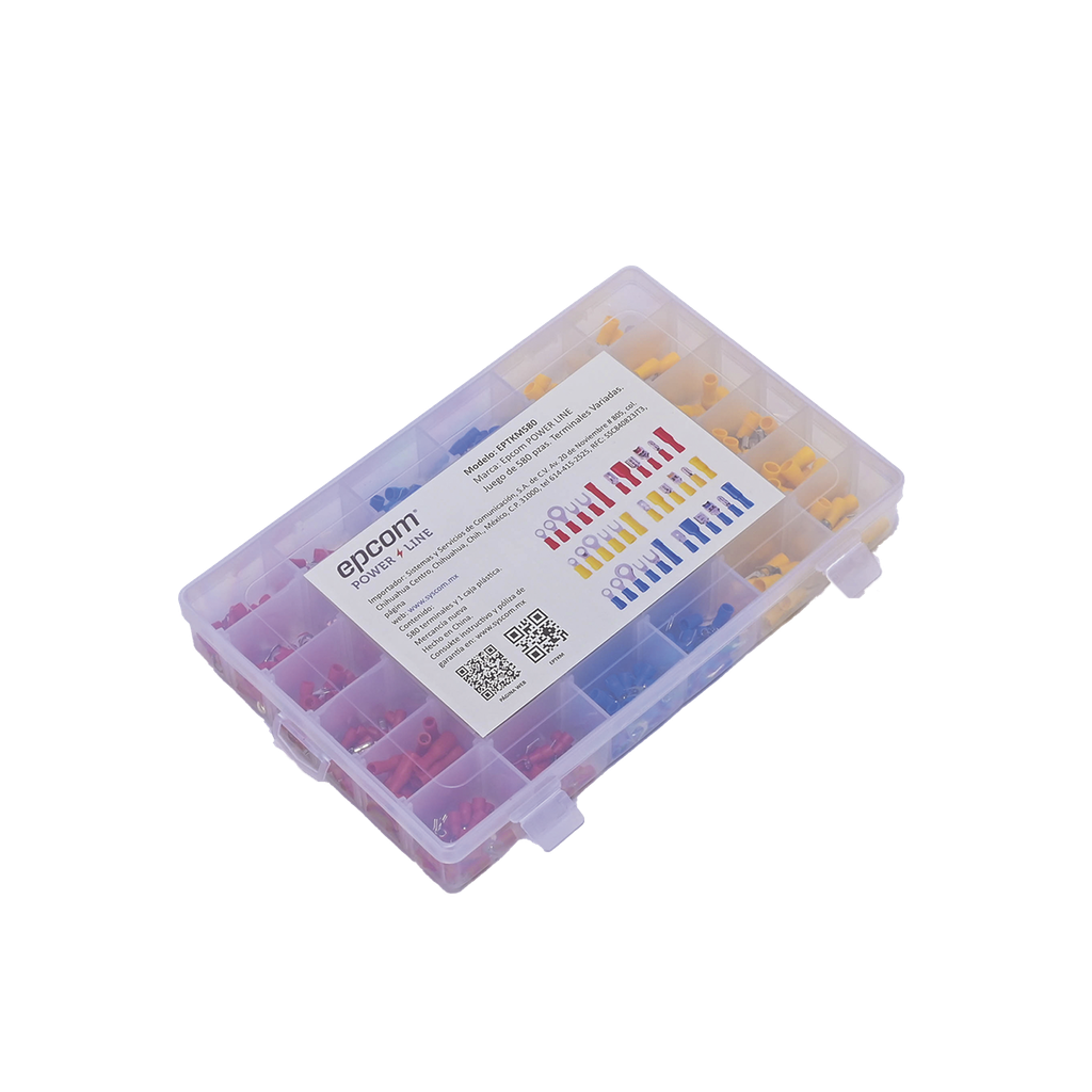 Juego de 580 pzas. Terminales Variadas con Forro y Caja de Almacenamiento.
