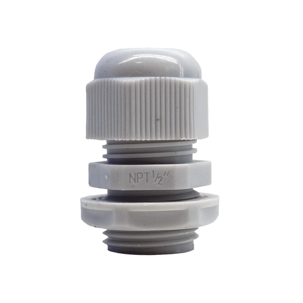 [TXG-PG-12N] Conector Plástico Blanco Tipo Glándula para Rosca NPT 1/2