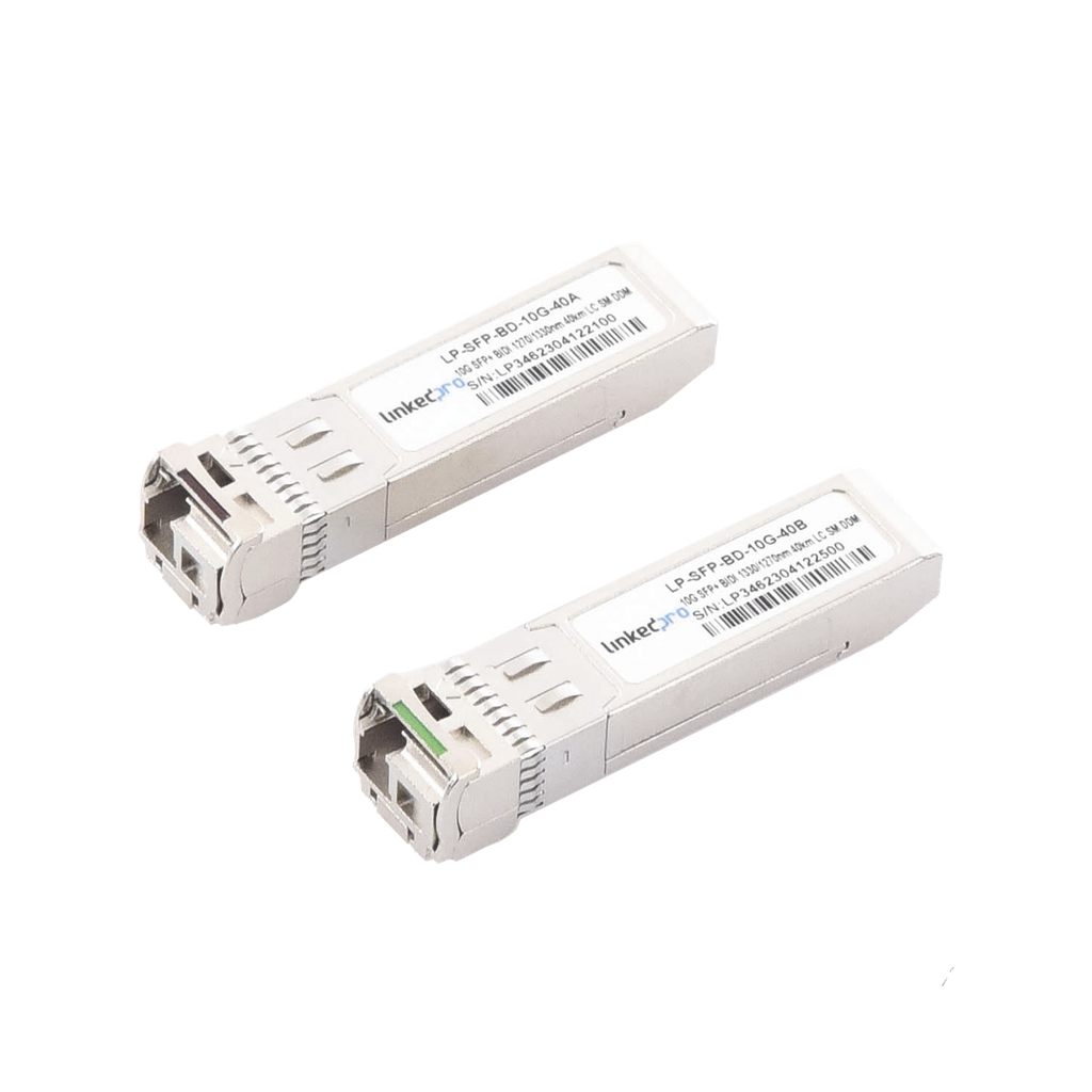[LP-SFP-BD-10G-40] Transceptores Ópticos Bidireccionales SFP+ (Mini-Gbic) / Monomodo 1270 & 1330 nm / 10 Gbps / 1000BASE-BX / Conector LC/UPC Simplex / DDM / Hasta 40 km / 2 Piezas